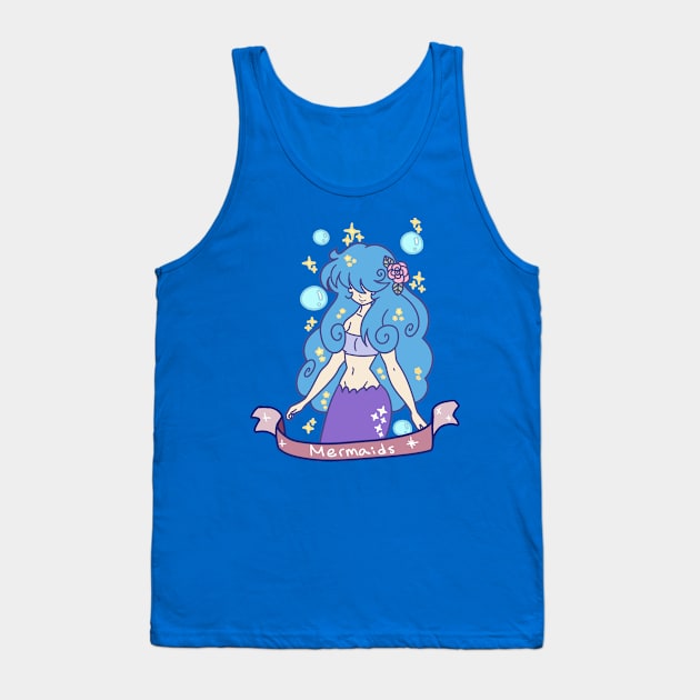 Blue-haired Mermaid Girl Tank Top by saradaboru